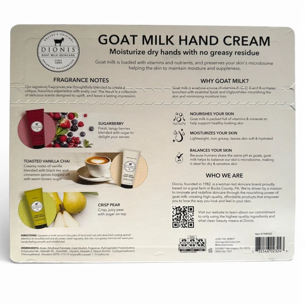 DIONIS Goat milk hand cream gift set assorted scents 3 x 2.5 oz